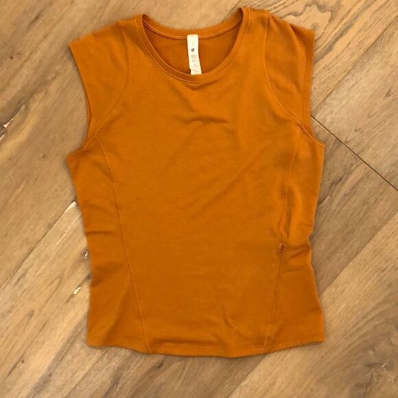 Lululemon Women’s Cap Sleeve Hiking Tank Top with Pocket Orange (4) - Picture 1 of 3